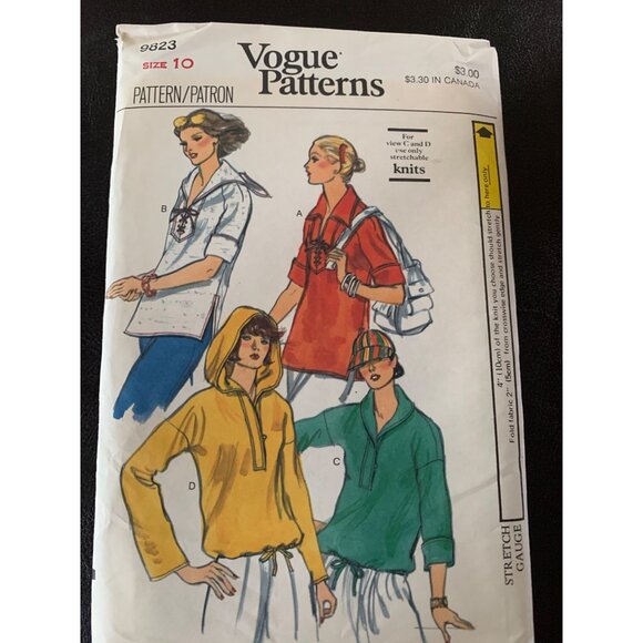 Vogue Misses Top Sewing Pattern 9823 Sz 10 - Uncut - Picture 1 of 9